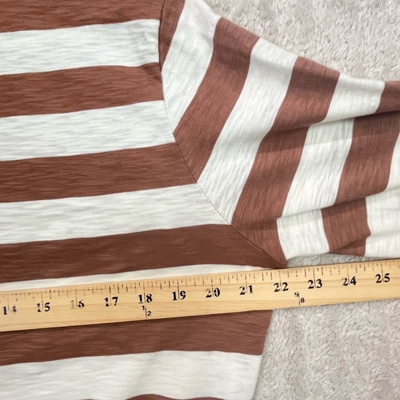 Pact Organic Cotton Striped Brown Ivory Top Sz M Short Sleeve Ecofriendly - Picture 13 of 13